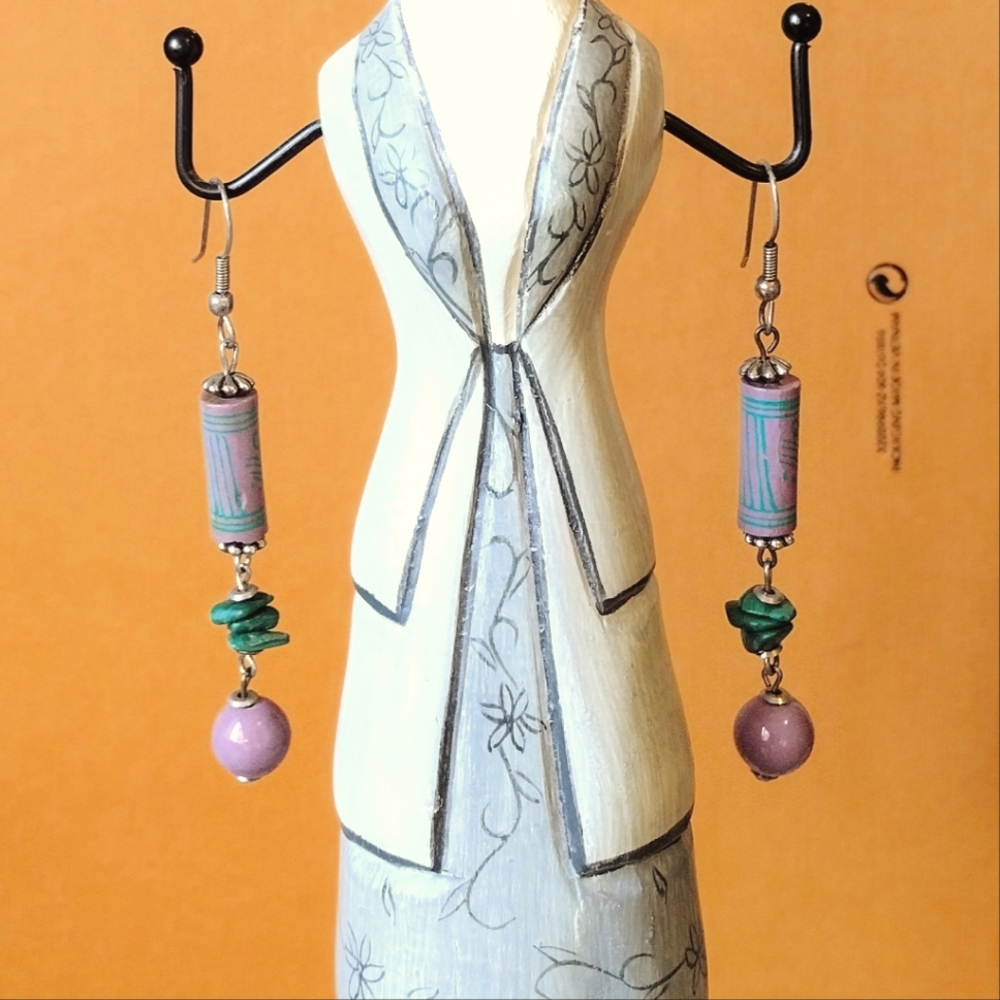 Earrings Purple Green